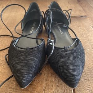 Stuart Weitzman | Black “Gilligan” Lace Up Flat - Size 9